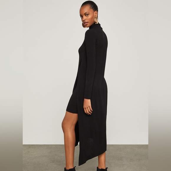 BCBGMAXAZRIA Kabrina Turtleneck Asymmetric Hem Dress Black Knit - Size M - Picture 4 of 6